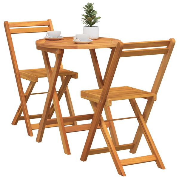 Grote foto vidaxl tuin bistro set met kussen 3 pcs bruin massief acaciahout tuin en terras tuinmeubelen