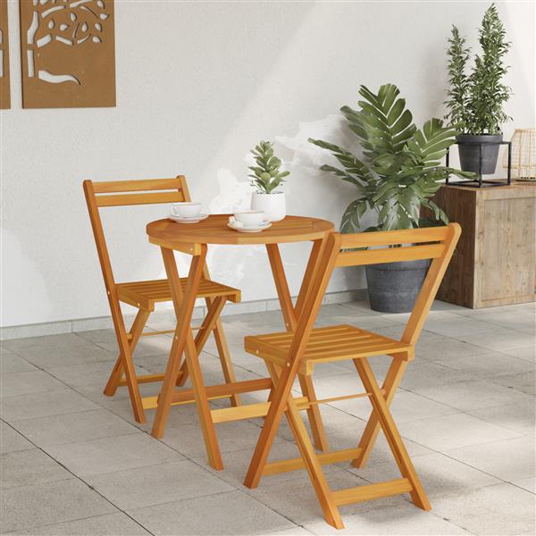Grote foto vidaxl tuin bistro set met kussen 3 pcs bruin massief acaciahout tuin en terras tuinmeubelen