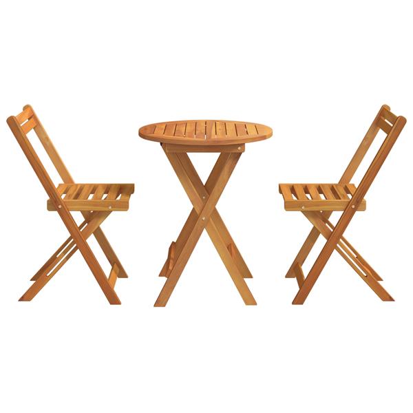 Grote foto vidaxl tuin bistro set met kussen 3 pcs bruin massief acaciahout tuin en terras tuinmeubelen