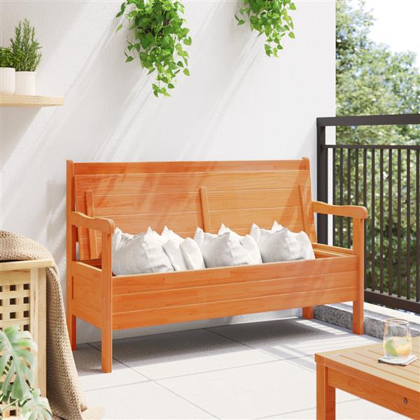 Grote foto vidaxl buitenbank bruin 119 x 76 x 44cm massief grenenhout tuin en terras tuinmeubelen
