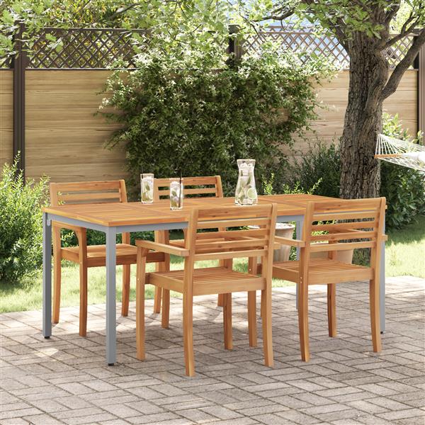 Grote foto vidaxl buitentafels natuurlijk en grijs 180 x 90 x 75 cm tuin en terras tuinmeubelen