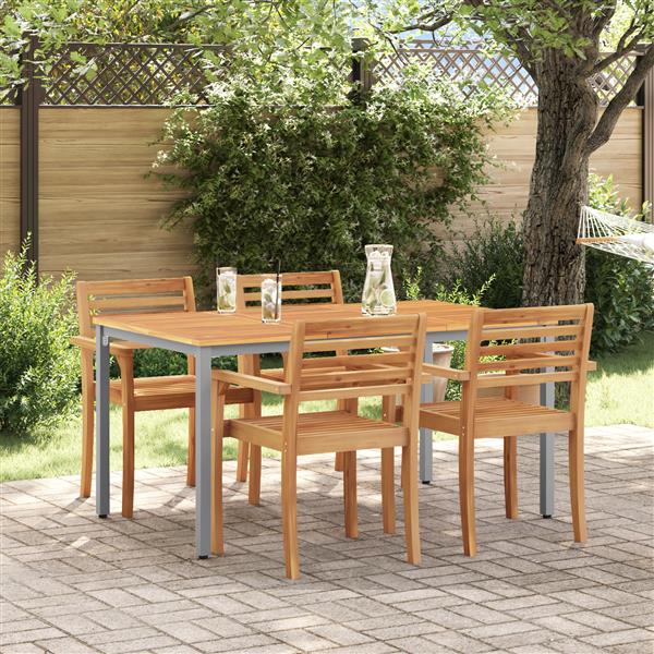 Grote foto vidaxl buitentafels natuurlijk en grijs 150 x 90 x 75 cm tuin en terras tuinmeubelen