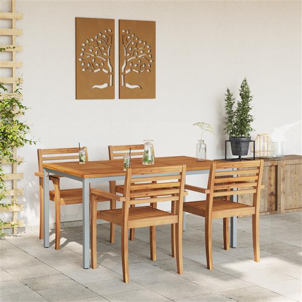 Grote foto vidaxl buitentafels natuurlijk en grijs 150 x 90 x 75 cm tuin en terras tuinmeubelen