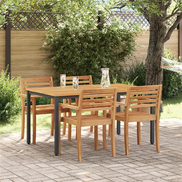 Grote foto vidaxl buitentafels naturel en zwart 150 x 90 x 75 cm tuin en terras tuinmeubelen