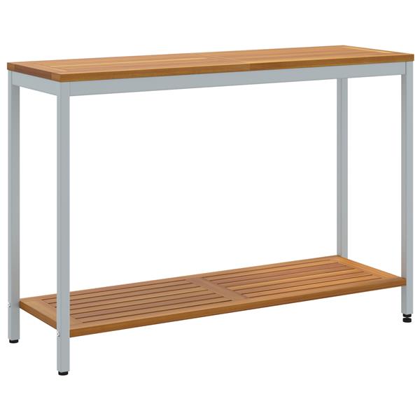 Grote foto vidaxl buiten tafel met opslag natuurlijk en grijs 110 x 35 x 75 cm tuin en terras tuinmeubelen