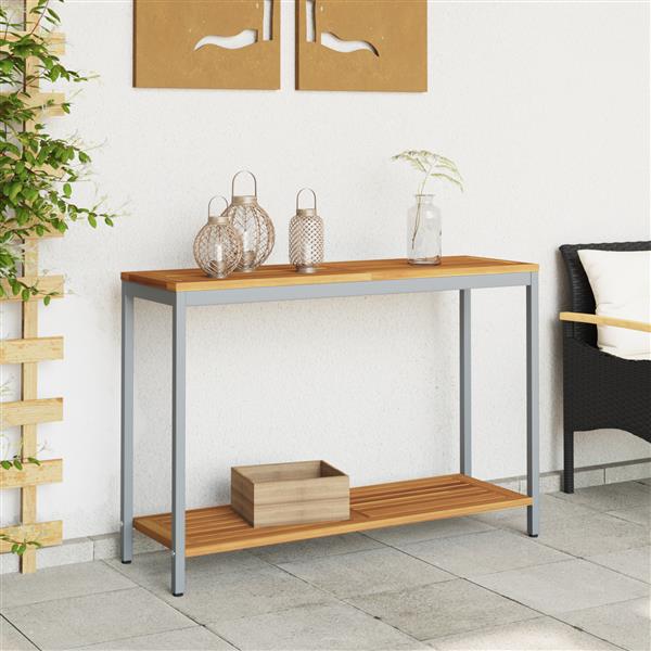 Grote foto vidaxl buiten tafel met opslag natuurlijk en grijs 110 x 35 x 75 cm tuin en terras tuinmeubelen