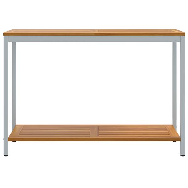Grote foto vidaxl buiten tafel met opslag natuurlijk en grijs 110 x 35 x 75 cm tuin en terras tuinmeubelen