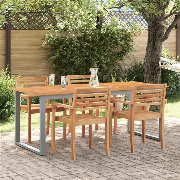 Grote foto vidaxl tuin eettafel grijs 160 x 80 x 75 cm tuin en terras tuinmeubelen