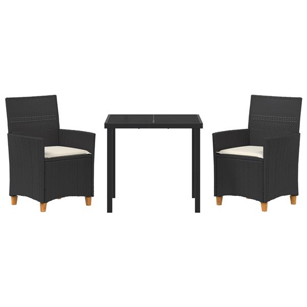 Grote foto vidaxl tuin eetset 3 pcs zwart poly rattan tuin en terras tuinmeubelen