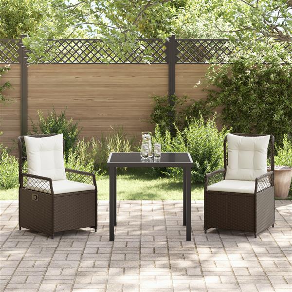 Grote foto vidaxl tuin eetset 3 pcs bruin poly rattan tuin en terras tuinmeubelen