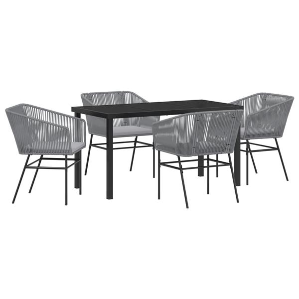 Grote foto vidaxl tuin eetset 5 pcs grijs poly riet tuin en terras tuinmeubelen