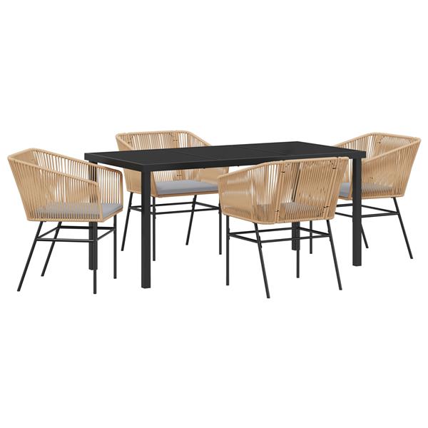 Grote foto vidaxl tuin eetset 5 pcs bruin poly riet tuin en terras tuinmeubelen