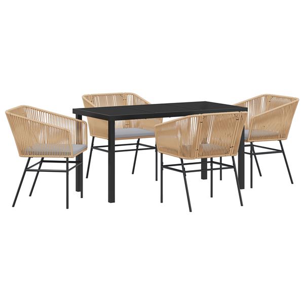 Grote foto vidaxl tuin eetset 5 pcs bruin poly riet tuin en terras tuinmeubelen