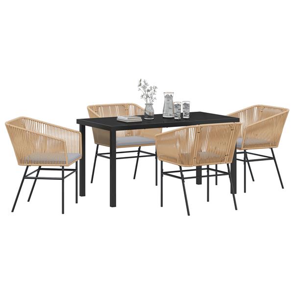 Grote foto vidaxl tuin eetset 5 pcs bruin poly riet tuin en terras tuinmeubelen