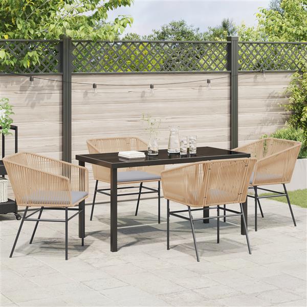 Grote foto vidaxl tuin eetset 5 pcs bruin poly riet tuin en terras tuinmeubelen