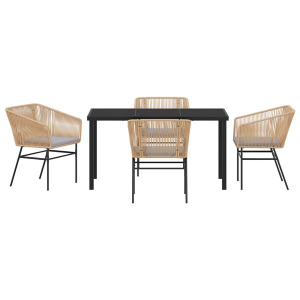 Grote foto vidaxl tuin eetset 5 pcs bruin poly riet tuin en terras tuinmeubelen