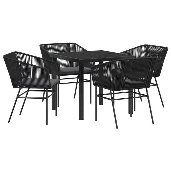 Grote foto vidaxl tuin eetset 5 pcs zwart poly riet tuin en terras tuinmeubelen