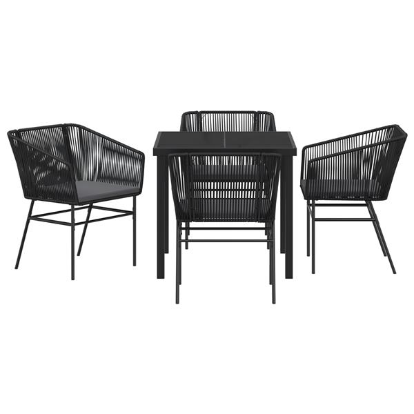 Grote foto vidaxl tuin eetset 5 pcs zwart poly riet tuin en terras tuinmeubelen