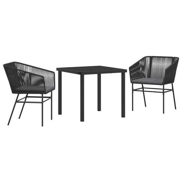 Grote foto vidaxl tuin eetset 3 pcs zwart poly riet tuin en terras tuinmeubelen