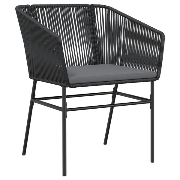 Grote foto vidaxl tuin eetset 3 pcs zwart poly riet tuin en terras tuinmeubelen