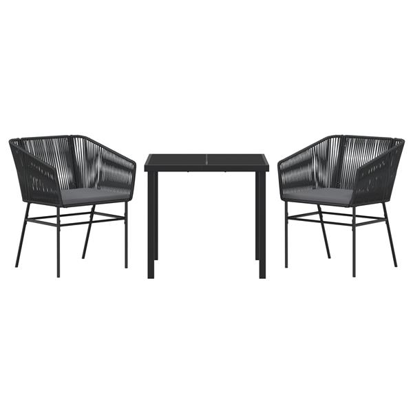 Grote foto vidaxl tuin eetset 3 pcs zwart poly riet tuin en terras tuinmeubelen
