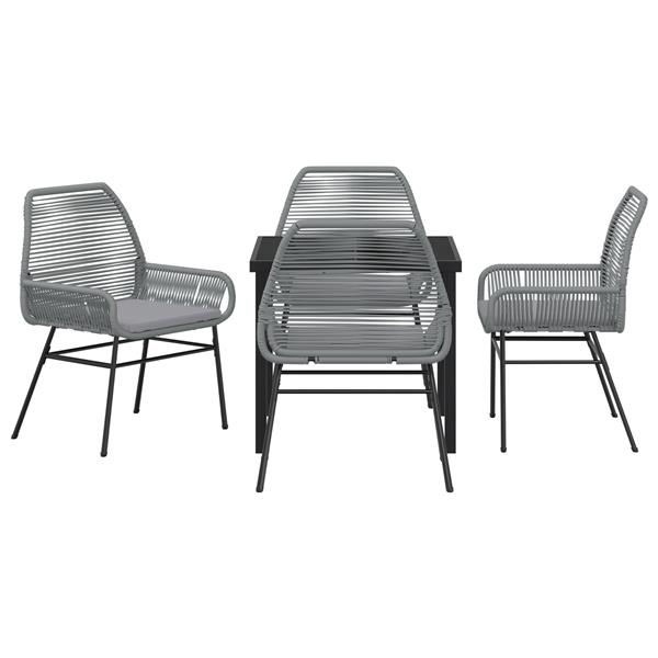 Grote foto vidaxl tuin eetset 5 pcs grijs poly rattan tuin en terras tuinmeubelen