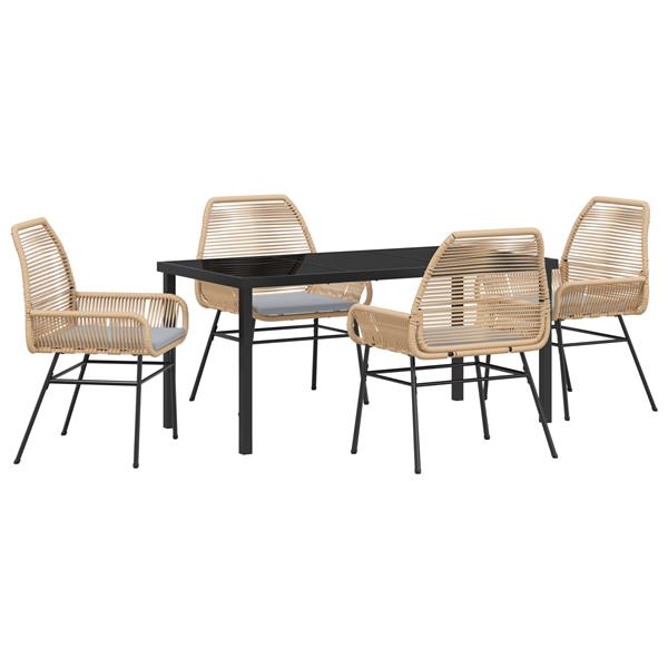 Grote foto vidaxl tuin eetset 5 pcs bruin poly rattan tuin en terras tuinmeubelen
