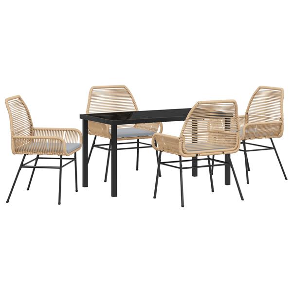 Grote foto vidaxl tuin eetset 5 pcs bruin poly rattan tuin en terras tuinmeubelen