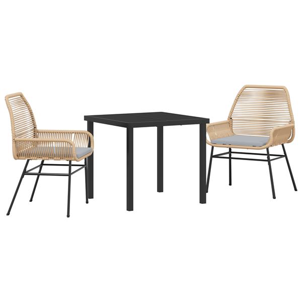 Grote foto vidaxl tuin eetset 3 pcs bruin poly rattan tuin en terras tuinmeubelen