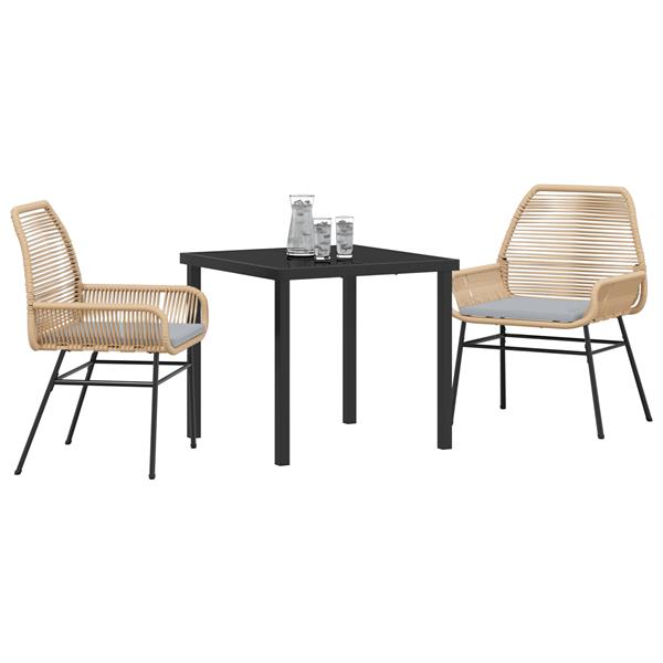 Grote foto vidaxl tuin eetset 3 pcs bruin poly rattan tuin en terras tuinmeubelen