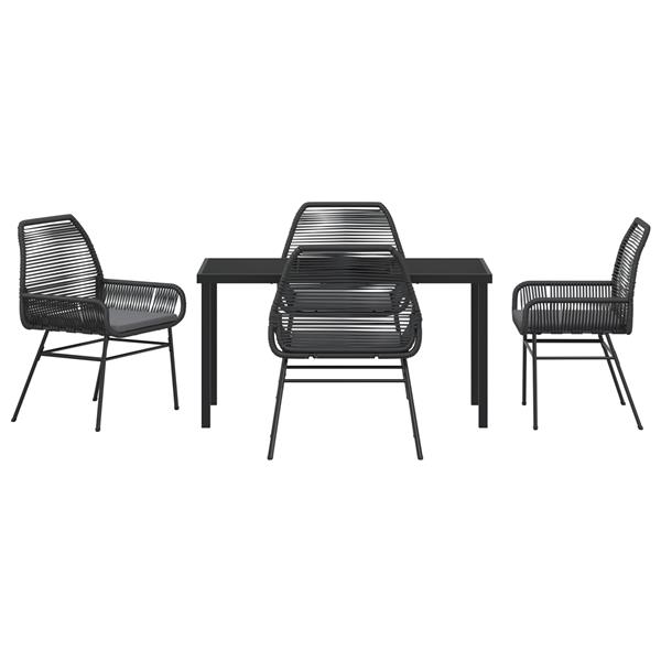 Grote foto vidaxl tuin eetset 5 pcs zwart poly rattan tuin en terras tuinmeubelen