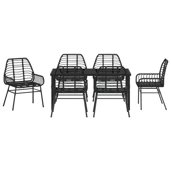 Grote foto vidaxl tuin eetset 7 pcs zwart poly rattan tuin en terras tuinmeubelen