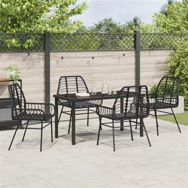 Grote foto vidaxl tuin eetset 5 pcs zwart poly rattan tuin en terras tuinmeubelen