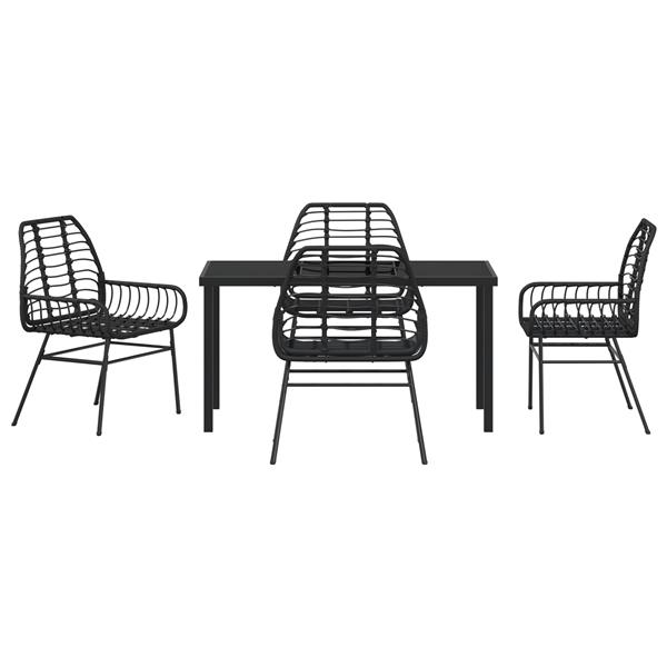 Grote foto vidaxl tuin eetset 5 pcs zwart poly rattan tuin en terras tuinmeubelen