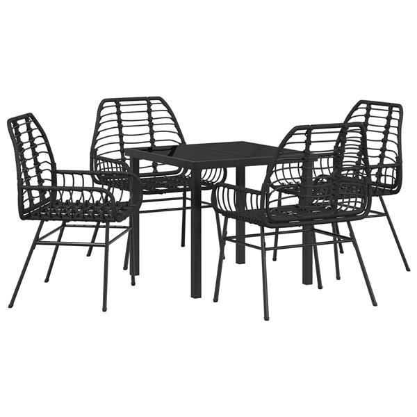 Grote foto vidaxl tuin eetset 5 pcs zwart poly rattan tuin en terras tuinmeubelen