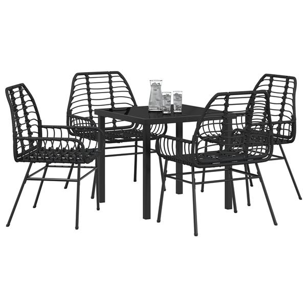 Grote foto vidaxl tuin eetset 5 pcs zwart poly rattan tuin en terras tuinmeubelen