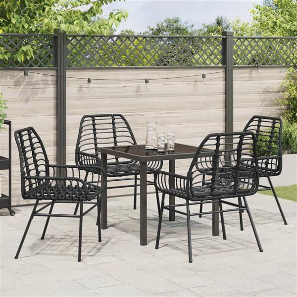 Grote foto vidaxl tuin eetset 5 pcs zwart poly rattan tuin en terras tuinmeubelen