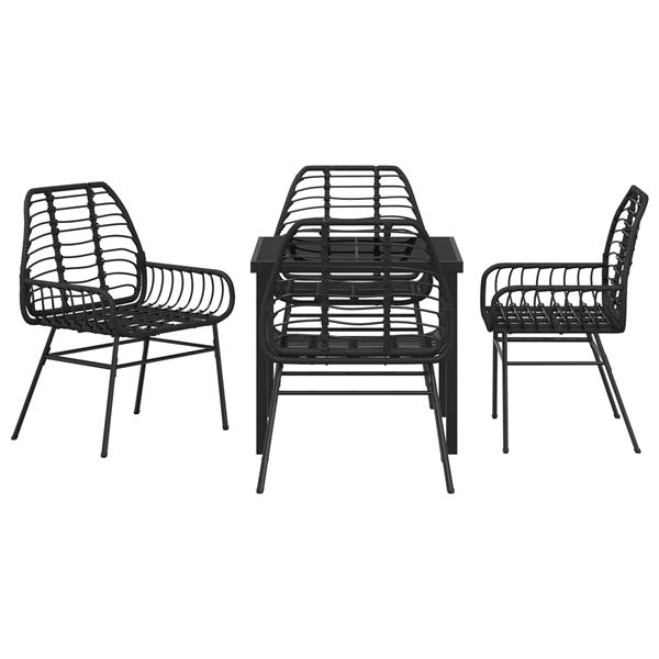 Grote foto vidaxl tuin eetset 5 pcs zwart poly rattan tuin en terras tuinmeubelen