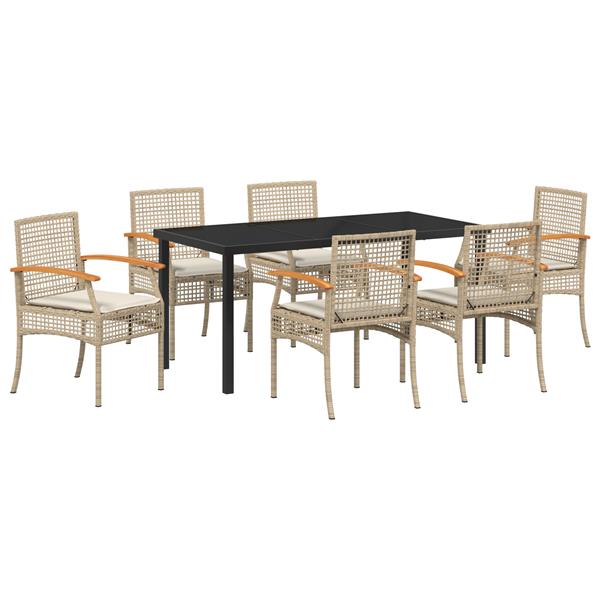 Grote foto vidaxl tuin eetset 7 pcs beige poly rattan tuin en terras tuinmeubelen