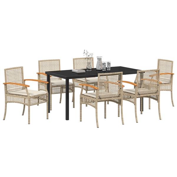 Grote foto vidaxl tuin eetset 7 pcs beige poly rattan tuin en terras tuinmeubelen
