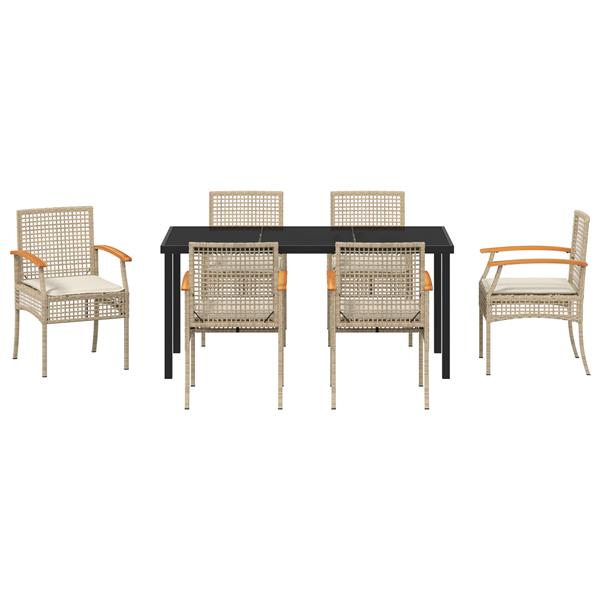 Grote foto vidaxl tuin eetset 7 pcs beige poly rattan tuin en terras tuinmeubelen