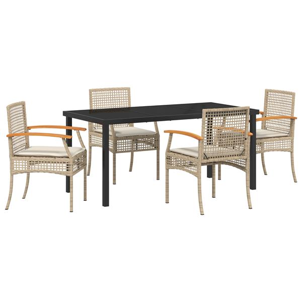 Grote foto vidaxl tuin eetset 5 pcs beige poly rattan tuin en terras tuinmeubelen