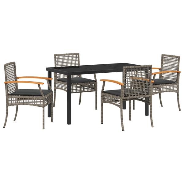 Grote foto vidaxl tuin eetset 5 pcs grijs poly rattan tuin en terras tuinmeubelen
