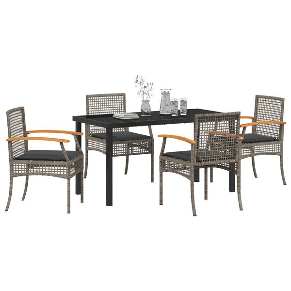 Grote foto vidaxl tuin eetset 5 pcs grijs poly rattan tuin en terras tuinmeubelen