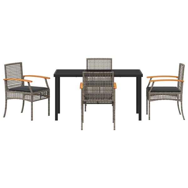 Grote foto vidaxl tuin eetset 5 pcs grijs poly rattan tuin en terras tuinmeubelen