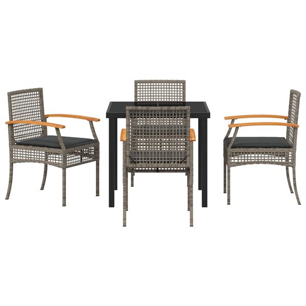 Grote foto vidaxl tuin eetset 5 pcs grijs poly rattan tuin en terras tuinmeubelen