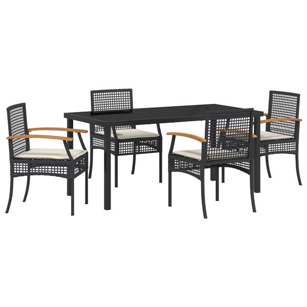 Grote foto vidaxl tuin eetset 5 pcs zwart poly rattan tuin en terras tuinmeubelen