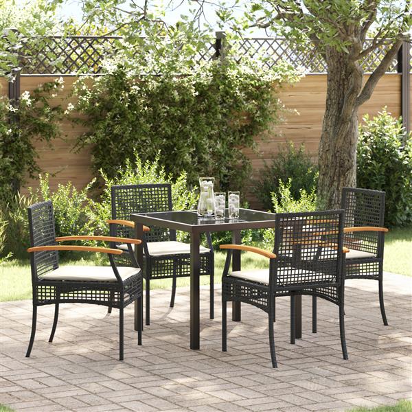 Grote foto vidaxl tuin eetset 5 pcs zwart poly rattan tuin en terras tuinmeubelen
