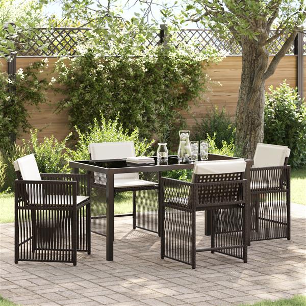Grote foto vidaxl tuin eetset 5 pcs bruin poly rattan tuin en terras tuinmeubelen