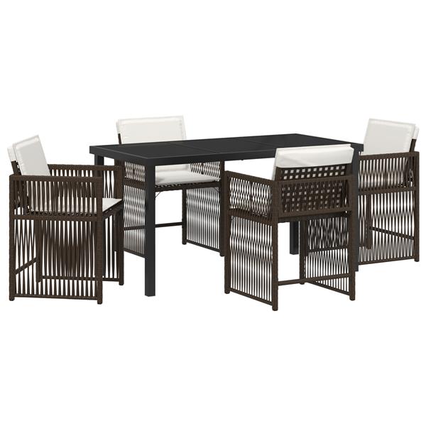 Grote foto vidaxl tuin eetset 5 pcs bruin poly rattan tuin en terras tuinmeubelen